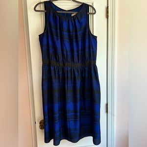 LOFT Black and Blue Lace Pattern Dress